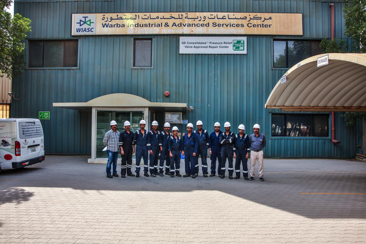 The team outside the entrance to the WIASC building