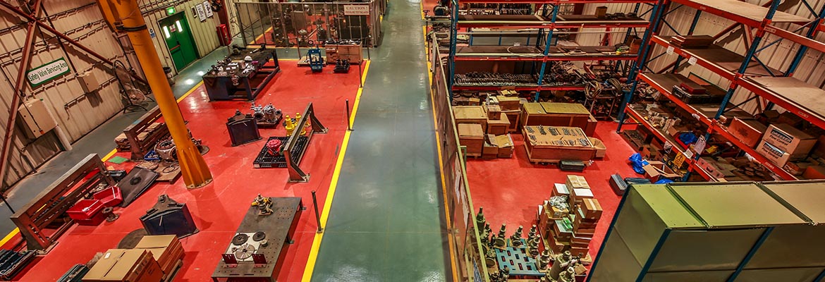 The WIASC service centre floor, with valve service bays either side of the walkway