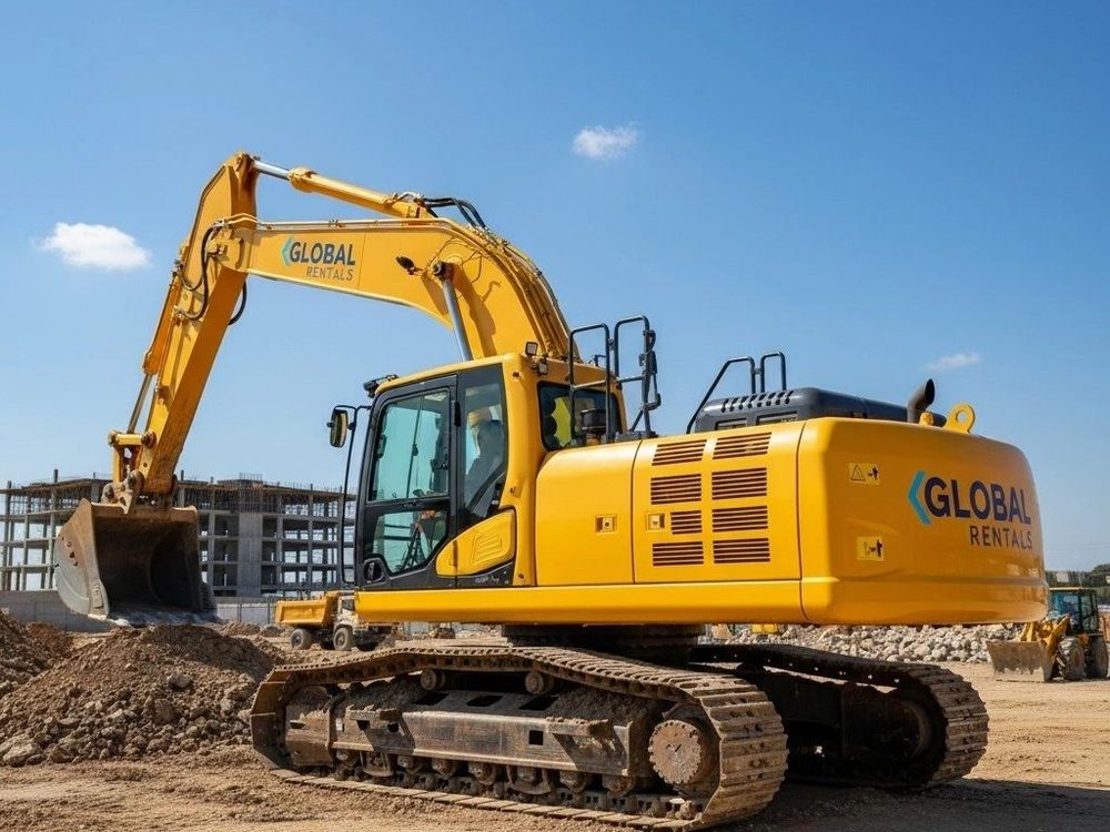 Heavy excavator on a construction site