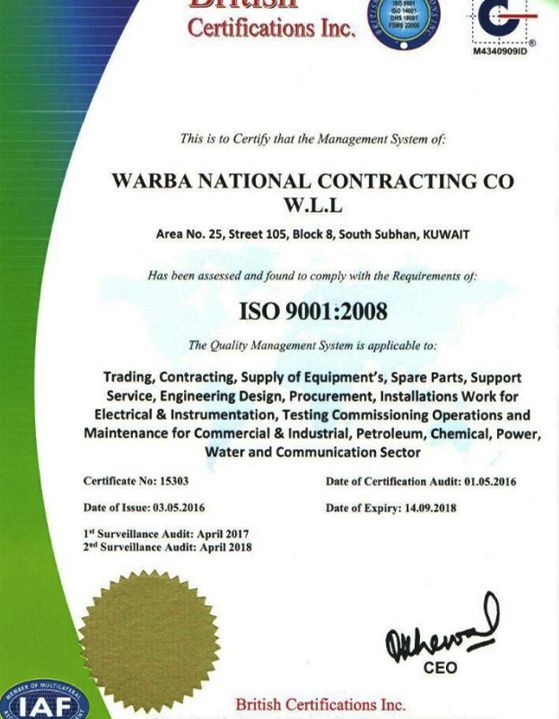 ISO 9001:2008 — British Certifications Inc.